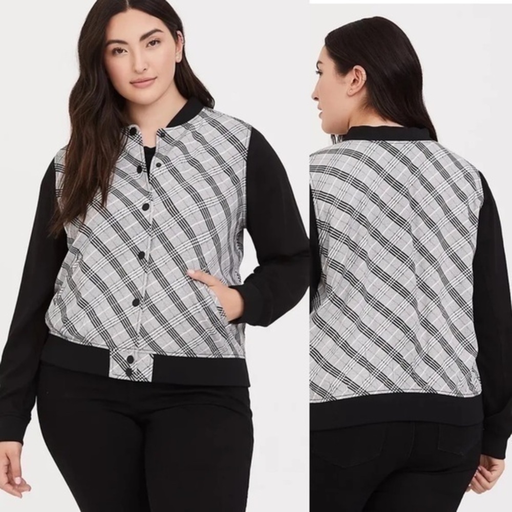 Torrid size 1X black and plaid jacket